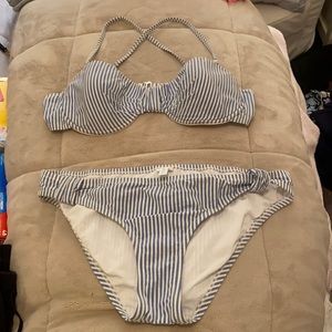 Preppy J.Crew Blue Seersucker Bikini Top & Bottom